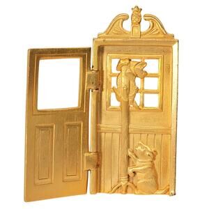 Signed JJ Jonette Cat and Dog Lover Gold Tone Vtg Brooch Jewelry Pets Kitten Pup